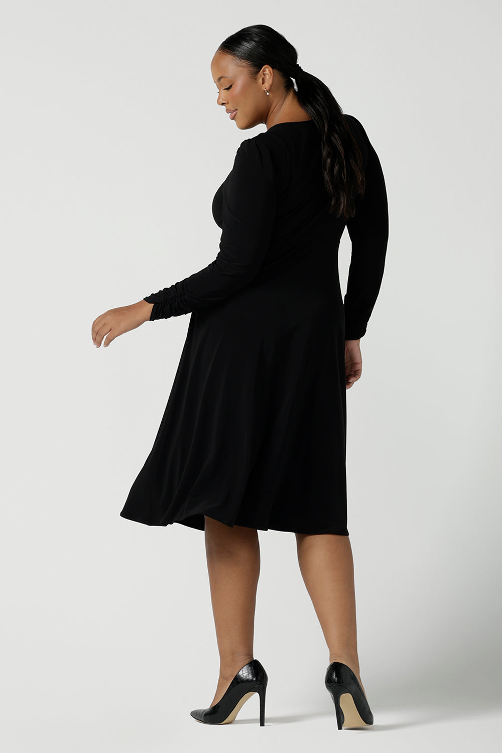 Alyssa Dress in Black Leina Fleur Empire Line Jersey Dresses