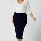 Andi Midi Tube Skirt in Navy