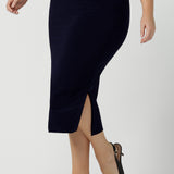 Andi Midi Tube Skirt in Navy