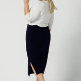 Andi Midi Tube Skirt in Navy