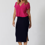 Andi Midi Tube Skirt in Navy