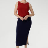 Andi Midi Tube Skirt in Navy
