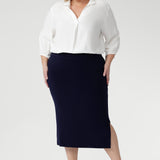 Andi Midi Tube Skirt in Navy