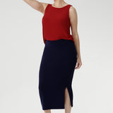 Andi Midi Tube Skirt in Navy