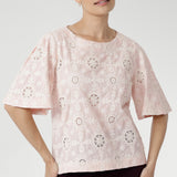 Crafted from lightweight embroidered cotton, the Angel Top in Ballet Embroidered Cotton is a fresh and feminine summer essential. 