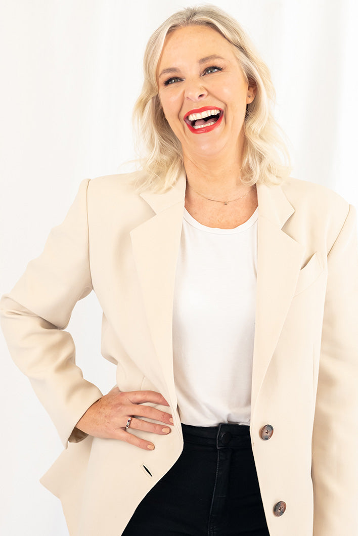 Over 40s style mavin, make up artist Amanda Ramsay as guest speaker at Australian fashion label, Leina & Fleur's, International Women'sD ay 2025 Event.