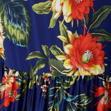 Swatch of Bahagia floral print used to create travel ready dresses and tops. Easy care and wrinkle resistant slinky jersey fabric was used by Australian and New Zealand women's clothing brand Leina & Fleur. Sizes 8-24.