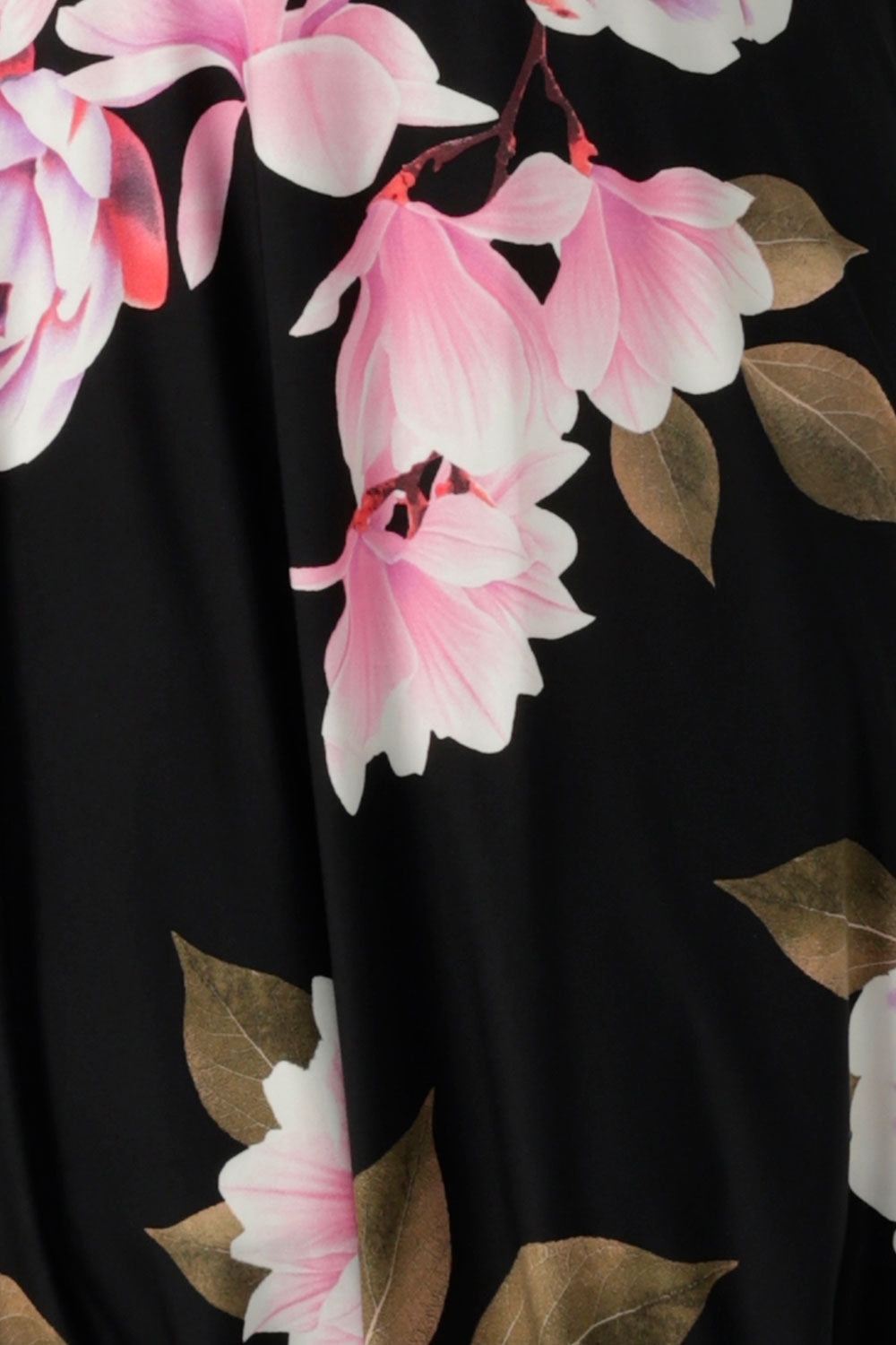 Bellissima swatch fabric for made in Australia fashion label Leina & Fleur. Floral print on a black base