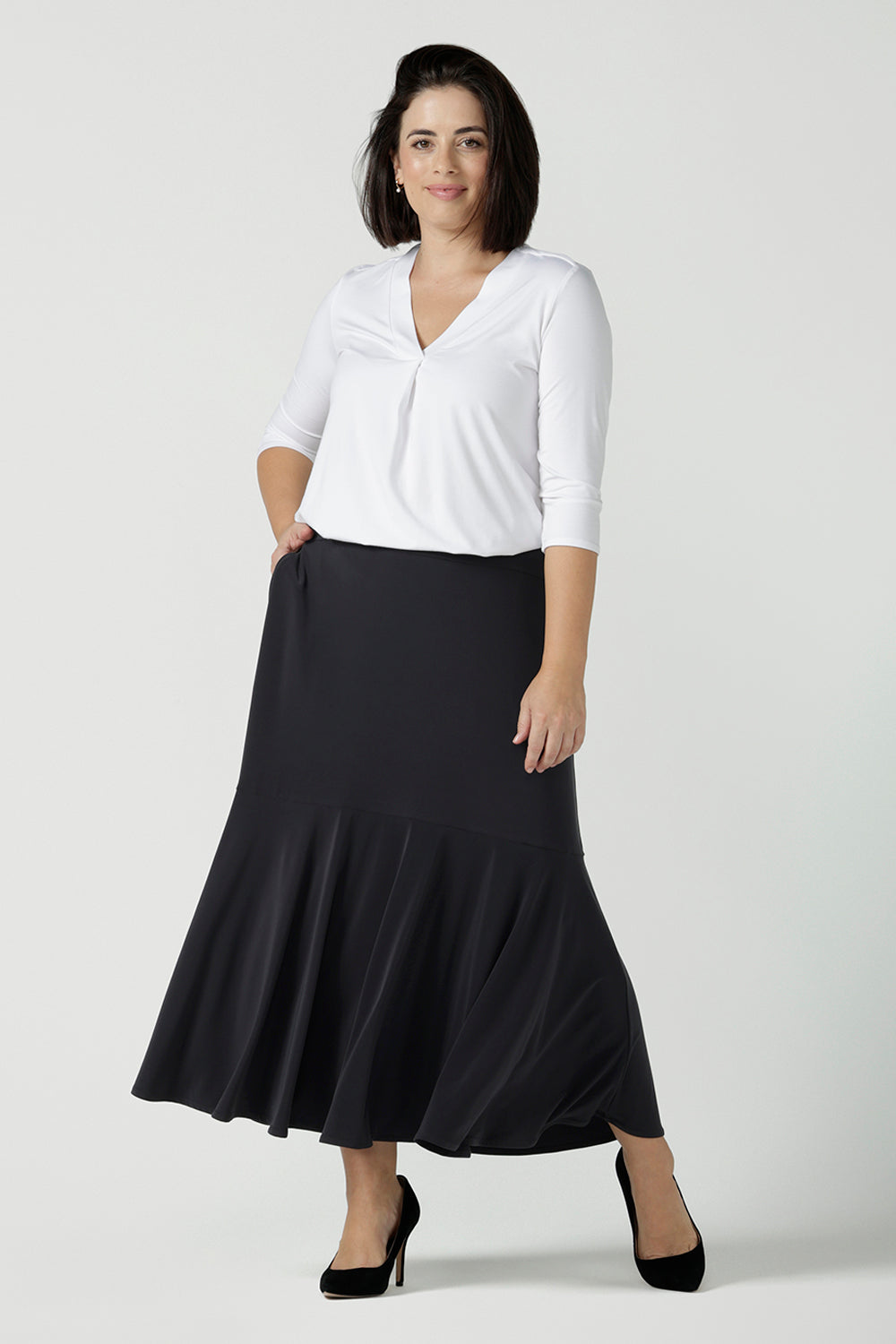 Berit Maxi Skirt in Charcoal Leina Fleur Women s Work Skirts