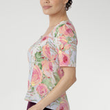 A straight front hemline that curves at the back gives this top a beautifully considered finish.