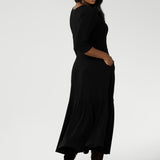 Bettina Reversible Wrap Dress in Black