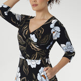 Bettina Reversible Wrap Dress in Ice Bloom
