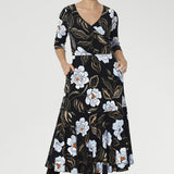 Bettina Reversible Wrap Dress in Ice Bloom