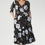 Bettina Reversible Wrap Dress in Ice Bloom