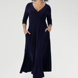 Bettina Reversible Wrap Dress in Navy