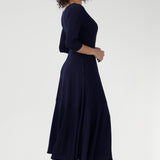 Bettina Reversible Wrap Dress in Navy