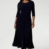 Bettina Reversible Wrap Dress in Navy