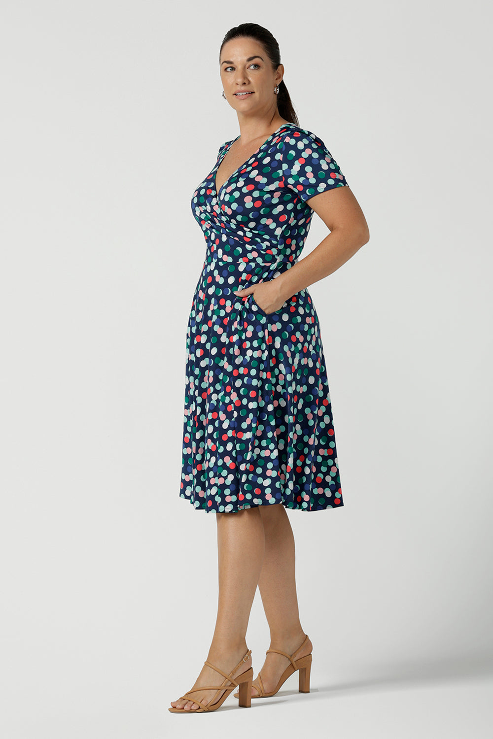 Bibi Dress in Blue Bubbles | Leina & Fleur | Fixed Wrap Dresses AU