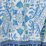 Fabric Swatch of Blue Mizpah floral print on sateen modal fabric. Modal is a breathable fabric making it a good material for night sweats and for L&F Australia's menopause pyjama sets.