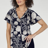 Crafted from slinky stretch jersey, the Bowie Top is an effortless printed style for work and weekends. 