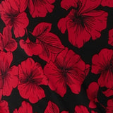 Bold Poppy fabric material with a black base and flower. Made in Australia for women size 8 - 24. 