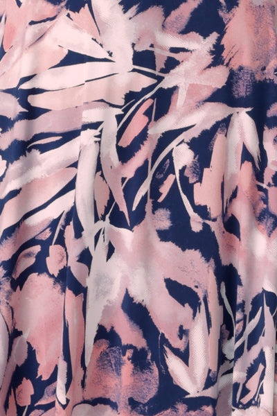 Slinky Jersey fabric made in Australia for women Cantata print Navy base with pink.