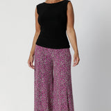 The Caspian Pant is the ultimate statement piece for effortless style with a touch of drama. With wide, flowing palazzo legs, they create a bold, flattering silhouette that moves beautifully with every step. Available in sizes 8-24.