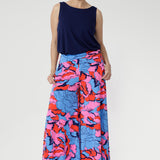 These party ready caspian Palazzo Pants offer a wide-leg silhouette, double-layer waistband, and practical side pockets - in a beautiful and bold print - ready for summer dressing and event season - Available in sizes 8-24. Australian made.