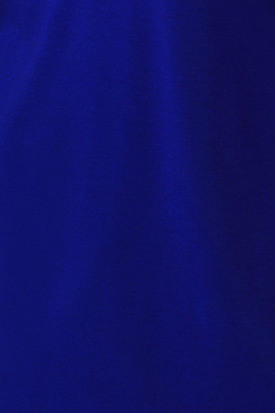 A cobalt bamboo jersey fabric swatch used by Australian-made women's clothing brand, L&F to make women's workwear tops and scarves.
