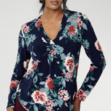 Elevate your everyday wardrobe with our Dakota Top – a versatile, flattering essential perfect for layering through the cooler months. Designed for both comfort and style, this women’s long sleeve top features our signature Vintage Rose print on a navy dry-touch jersey fabric. Our Dakota Top is an everyday shape fabulous for layering through the cooler months. Floral Blouse for Woman features navy base with pink, red, green and blue details.