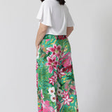 Ideal for summer events, these culottes are also wrinkle-resistant. With a vibrant floral print, they bring a touch of tropical elegance to any occasion. Made in Australia, they combine high-quality craftsmanship with a laid-back, sophisticated design that's perfect for sunny days. Whether you're attending a garden party or enjoying a resort getaway, these culottes are a go-to for effortless, chic style.