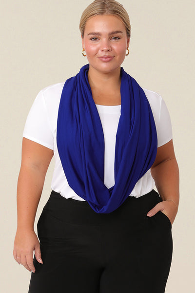 complete your capsule wardrobe for work, travel and play with this Infinity Scarf in luxurious and soft cobalt bamboo jersey.