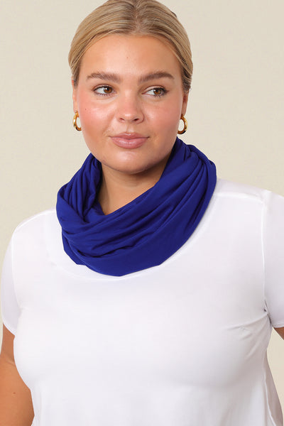 complete your capsule wardrobe for work, travel and play with this Infinity Scarf in luxurious and soft cobalt bamboo jersey.