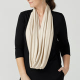 complete your capsule wardrobe for work, travel and play with this Infinity Scarf in luxurious and soft silt bamboo jersey.