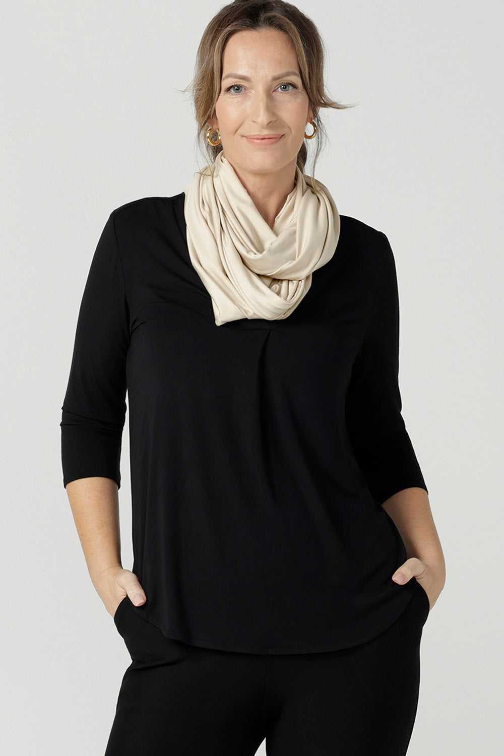 complete your capsule wardrobe for work, travel and play with this Infinity Scarf in luxurious and soft silt bamboo jersey.