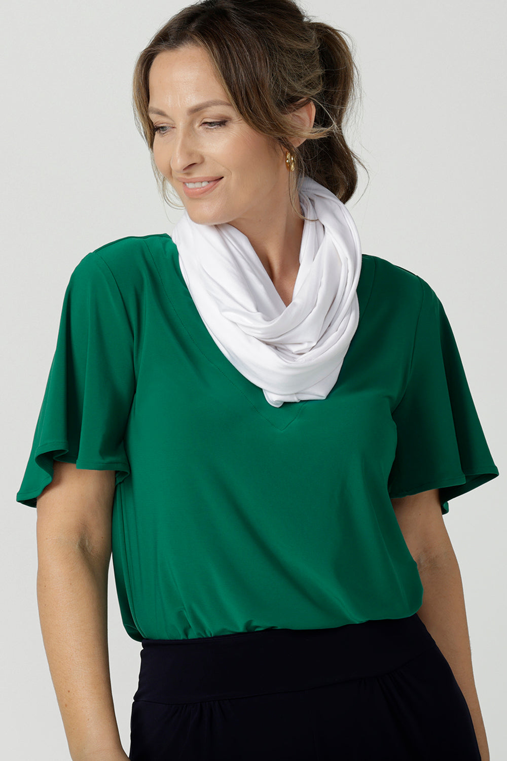 complete your capsule wardrobe for work, travel and play with this Infinity Scarf in luxurious and soft white bamboo jersey.
