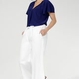 Devin Drawstring Pant White in Twill