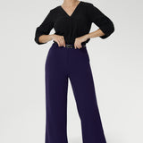Designed with a sophisticated high-rise cut and a refined straight-wide leg silhouette, these pants create an effortlessly polished look that elevates any outfit. 