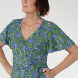 Finished with flutter sleeves, ruffled hem and pockets. The Summer Seahorse Bamboo is an exclusive print to Leina + Fleur.
