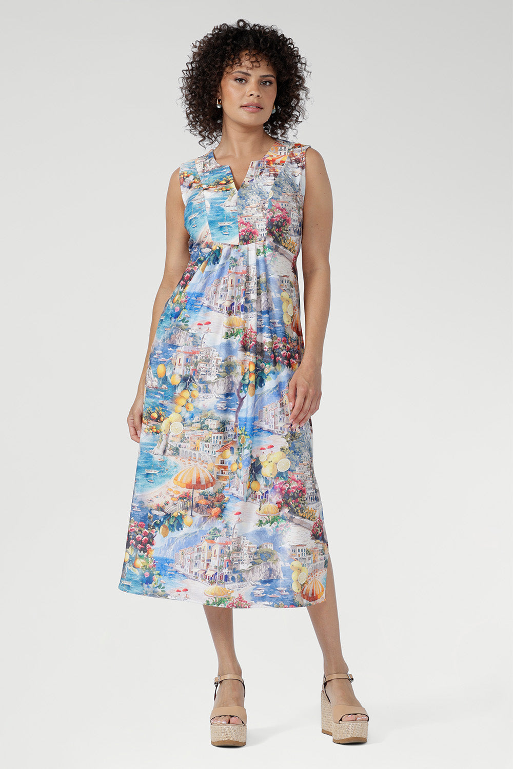 This lightweight midi dress is perfect for summer getaways, evenings, and warm-weather ease. Available in sizes 8-24. Australian made.