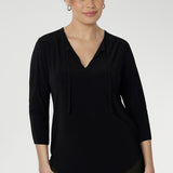 Finn 3/4 Sleeve Top in Black