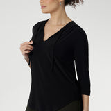 Finn 3/4 Sleeve Top in Black