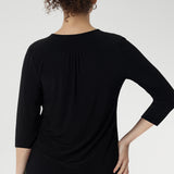 Finn 3/4 Sleeve Top in Black