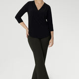 Finn 3/4 Sleeve Top in Black