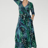 Fiona Wrap Dress in Cosmic Animal