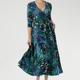 Fiona Wrap Dress in Cosmic Animal