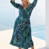 Crafted from our signature dry touch stretch jersey fabric, the Fiona Dress is a chic, functioning wrap dress with a soft A-line skirt, flattering V-neckline, and 3/4 length sleeves. It’s designed with comfort, elegance and movement in mind.&nbsp;
