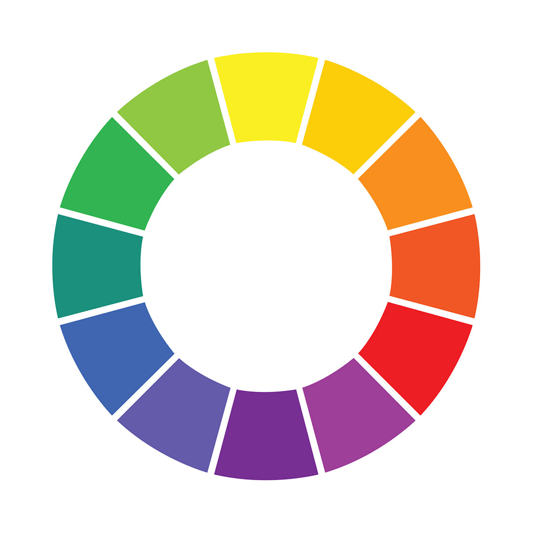 A colour wheel to show the colour blocking possibilities of stylish colour blocking for bold-coloured women's pants suits. Whether it's pant suits for weddings, business suit sets or blazers for causal wear, best match colours to create strong stylish looks thanks to Australian and New Zealand women's clothing brand, Leina & Fleur.