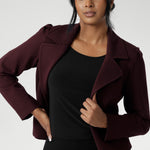 The Garcia Jacket in Burgundy is a modern cropped trench with a tailored, open-front design. Made from firm-stretch fabric, it’s an effortless layering piece for off-duty or workwear looks. Garcia features an open fronted jacket with collar and notch lapels with topstitch details. Double layer jacket is tailored with front panels and back darts. Proudly made in Australia in sizes 8-24.