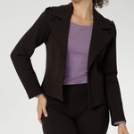 The Garcia Jacket is a modern interpretation of the classic trench, reimagined in a chic cropped silhouette. Expertly crafted from premium dry-touch Ponte jersey fabric with firm stretch, this tailored open-front jacket offers structure, comfort, and ease of movement